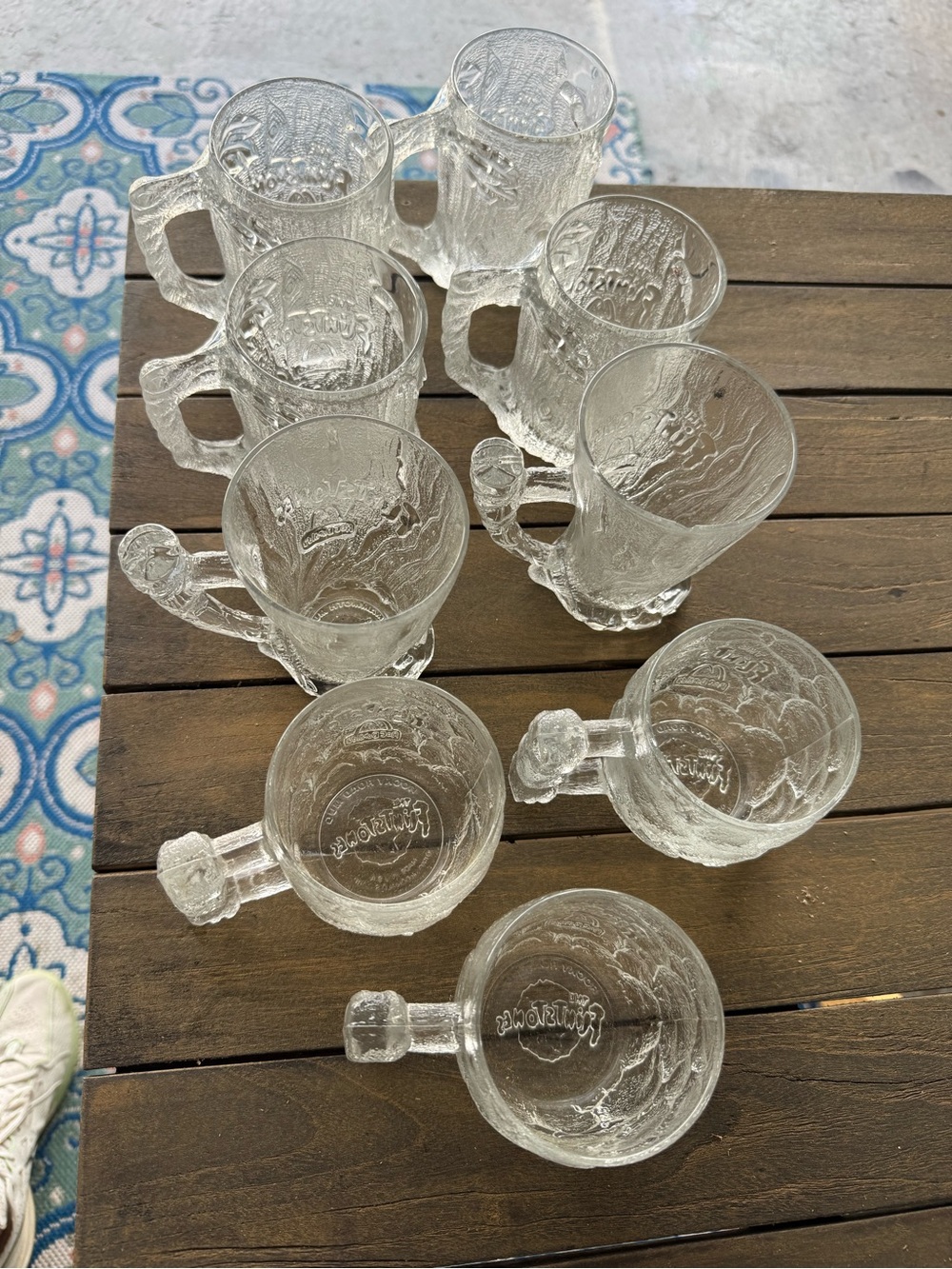 Clear Textured Glass Mugs - Set of 10